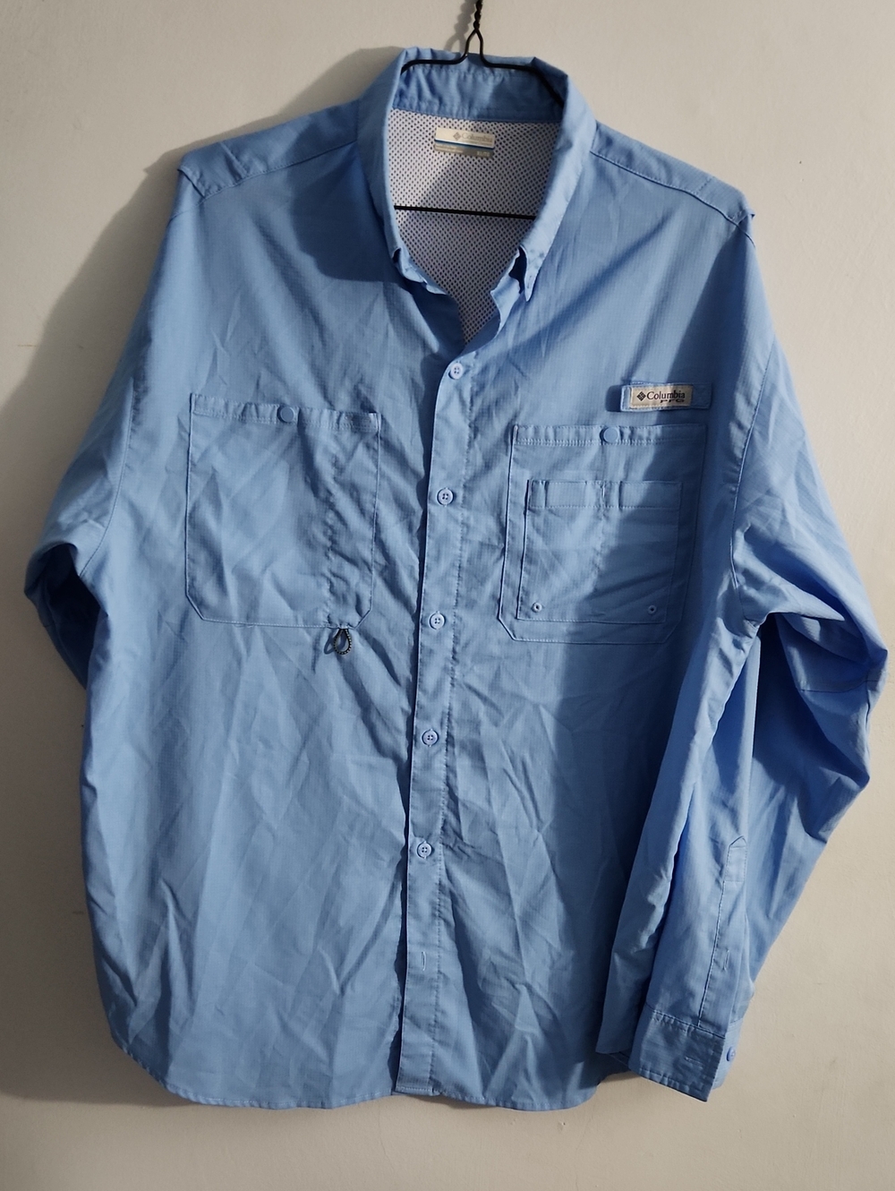 Columbia PFG Long Sleeve Fishing Shirt Mens XL Blue Omni Shade Quick Dry‎